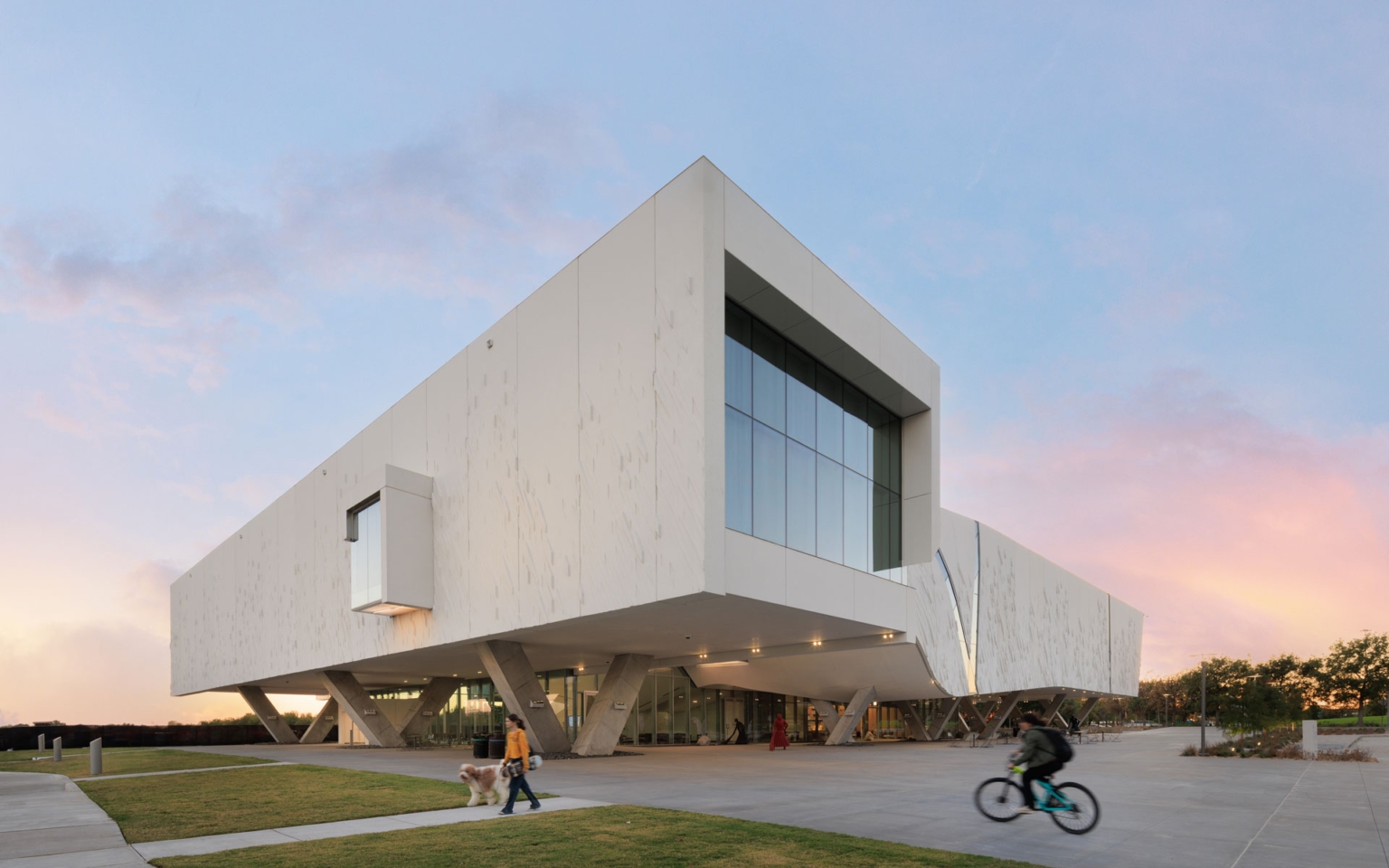 Public plaza at UT Dallas Athenaeum Phase 1, designed for community engagement and cultural events.