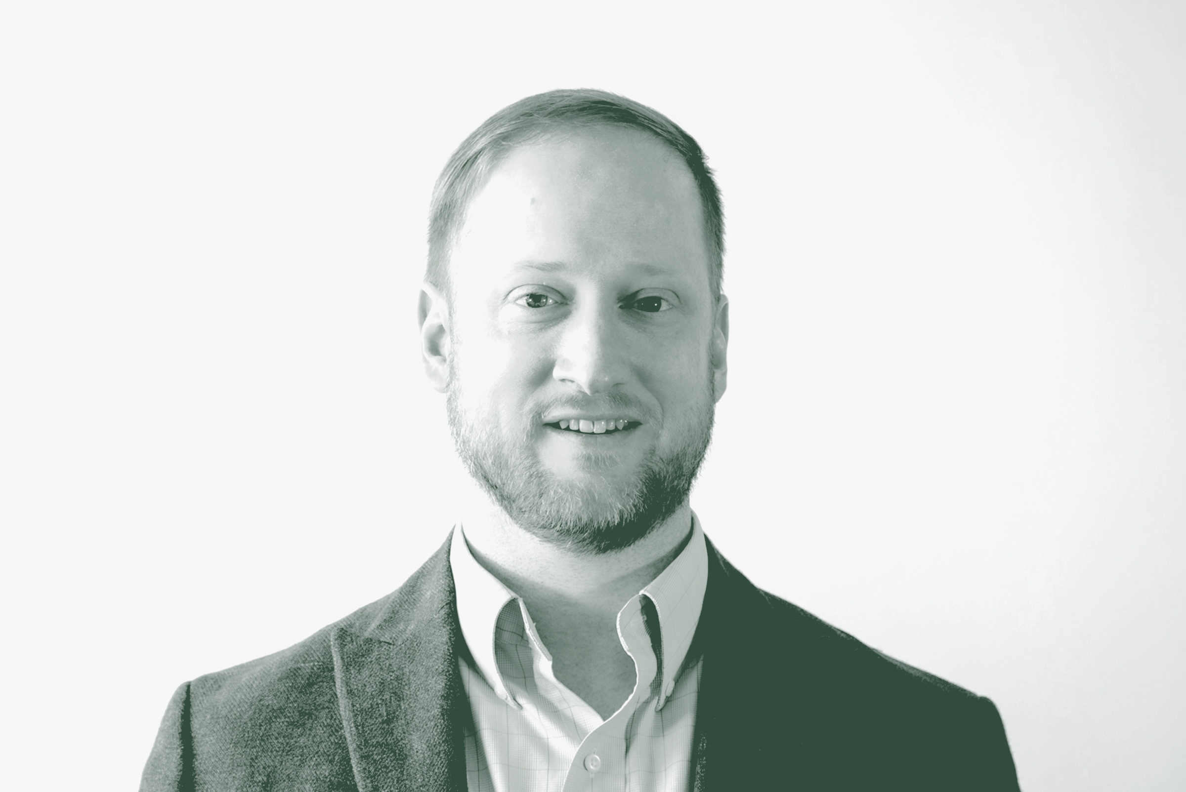 David Anderson Portrait A black and white portrait of David Anderson, a Senior Project Leader with GFF in the Mixed-Use & Multifamily Studio, in front of a white background.