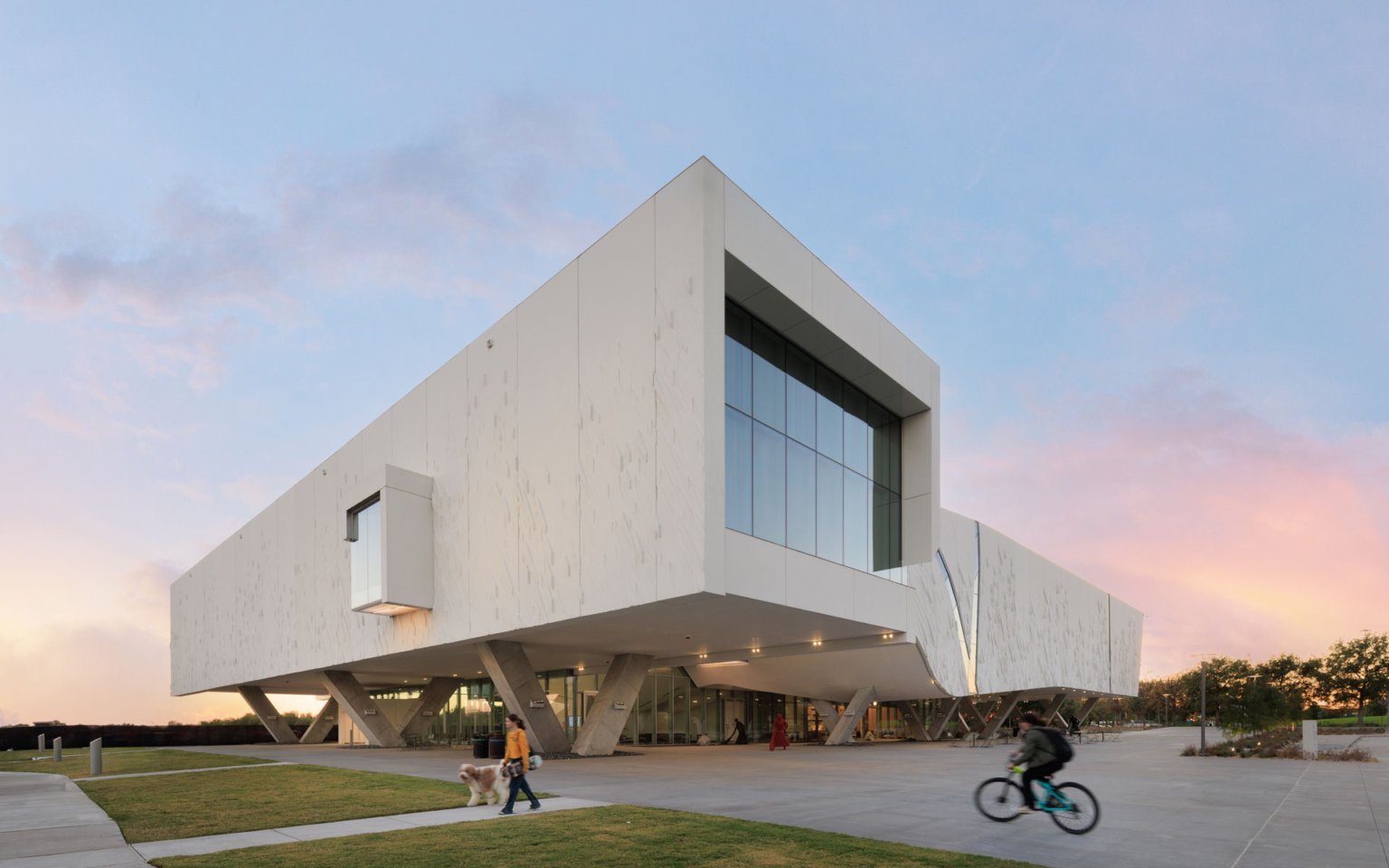 Public plaza at UT Dallas Athenaeum Phase 1, designed for community engagement and cultural events.